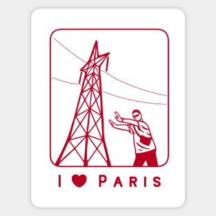 Fun with popular towers. For tourists in Paris and Pisa  with red ink Sticker